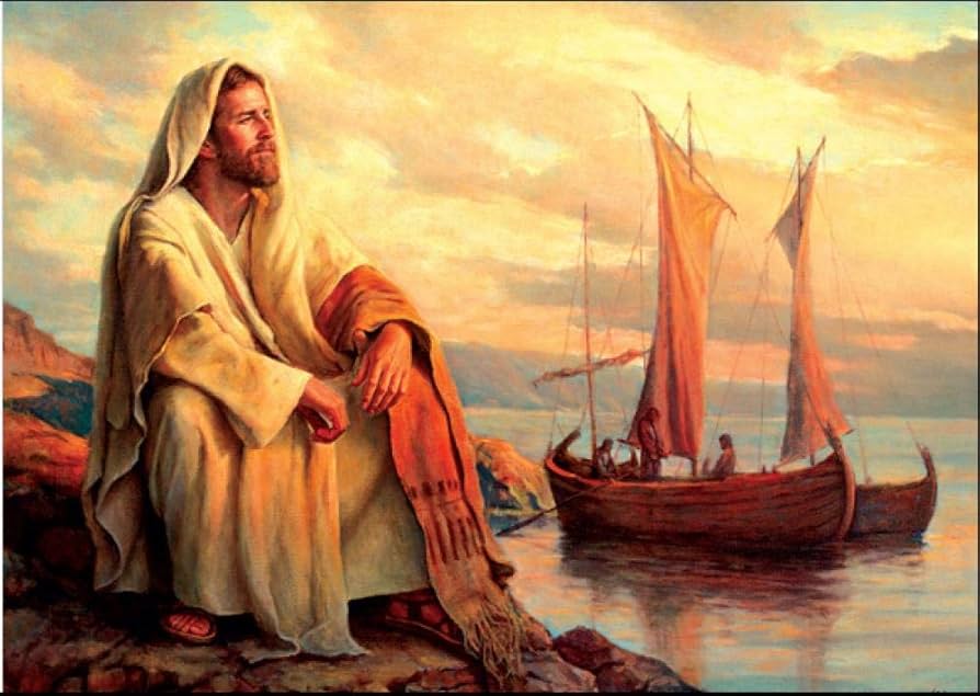 Amazon.com: Jesus Sitting on The Seaside Thinking in a Boat